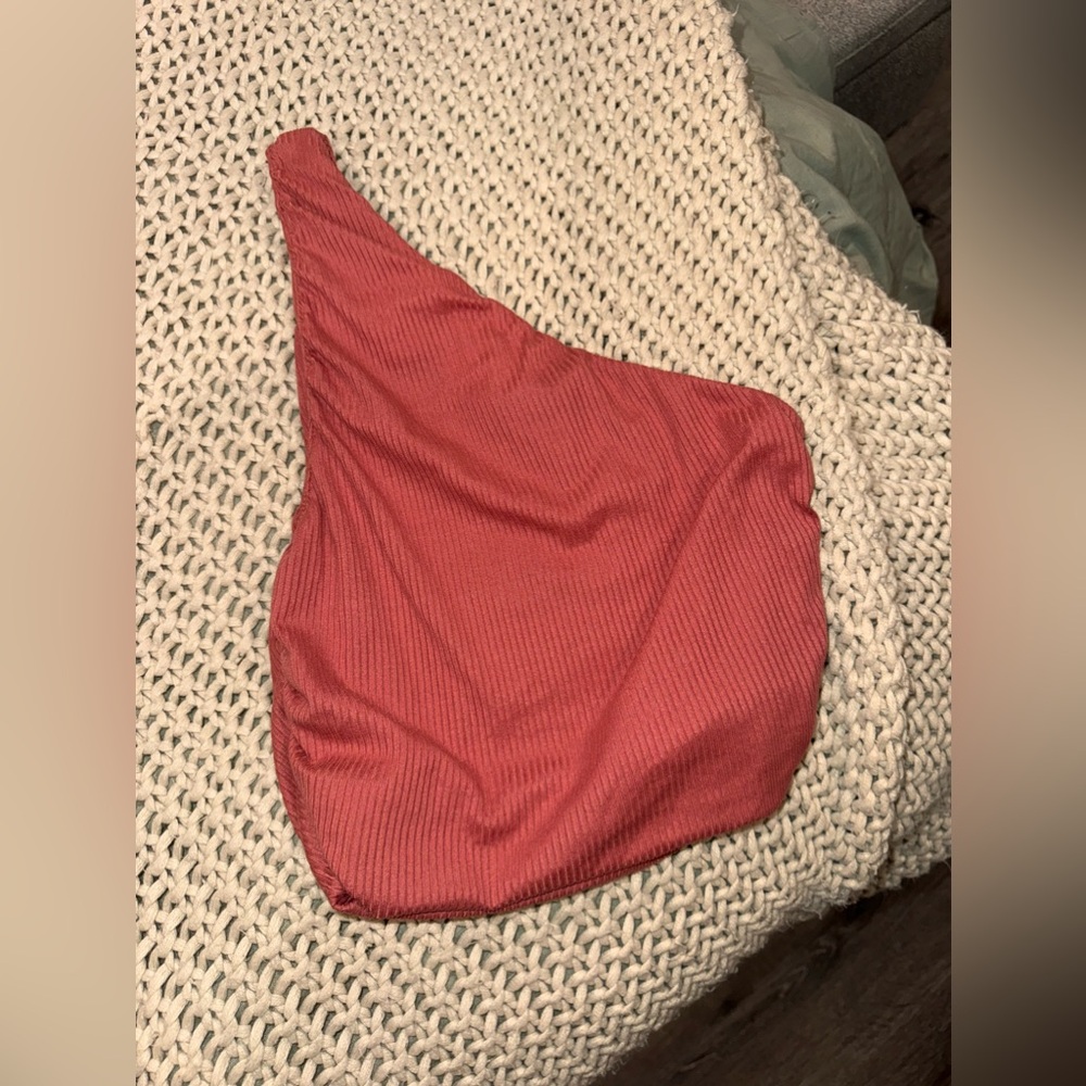 Dusty rose pink one shoulder top